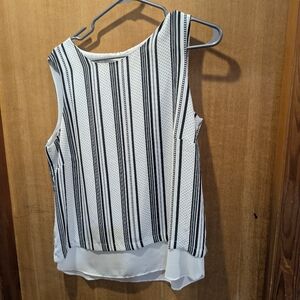 Rose & Olive Striped Sleeveless Women's Top - Black and White